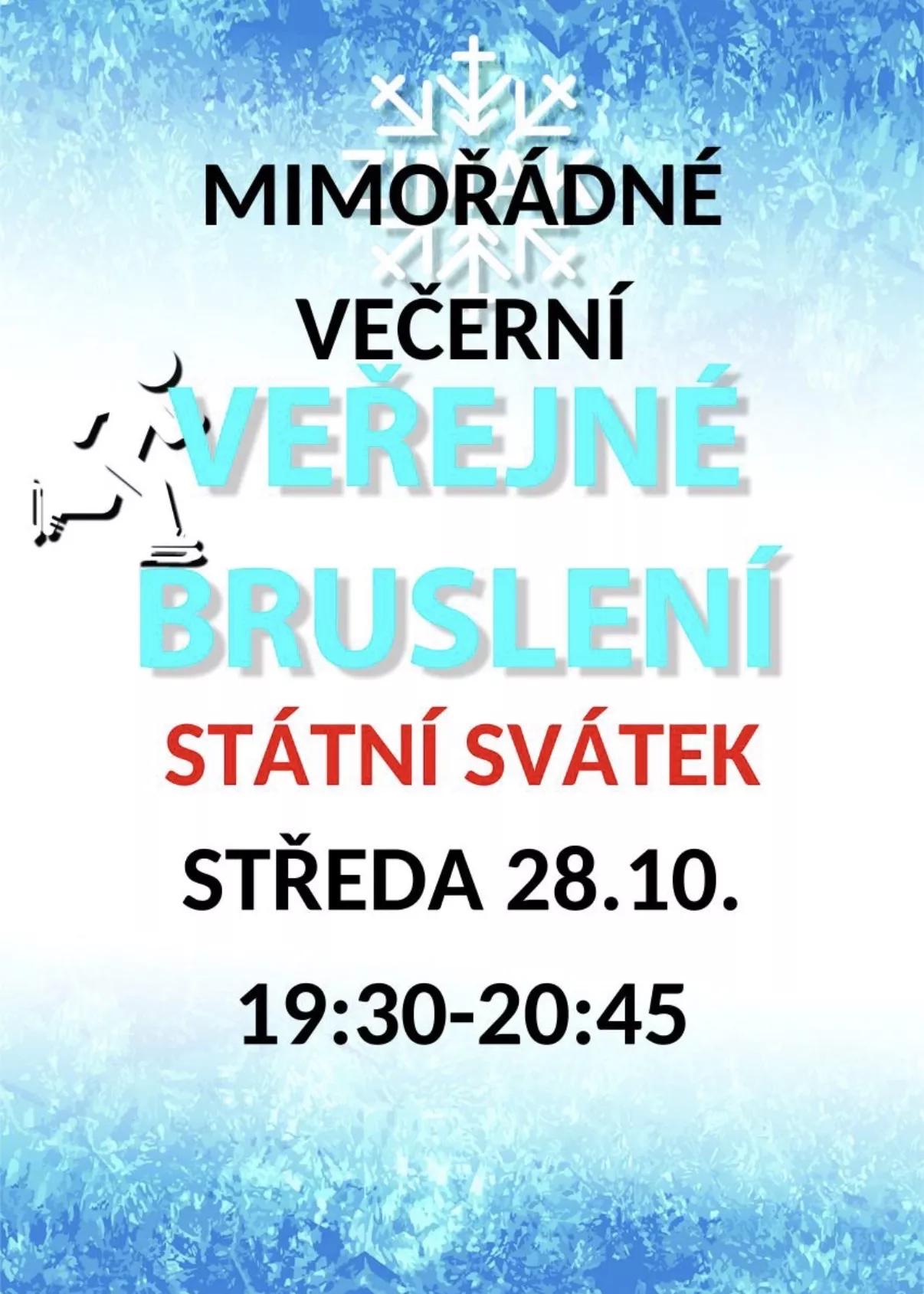 Mimořádné večerní veřejné bruslení ve státní svátek 28.10.